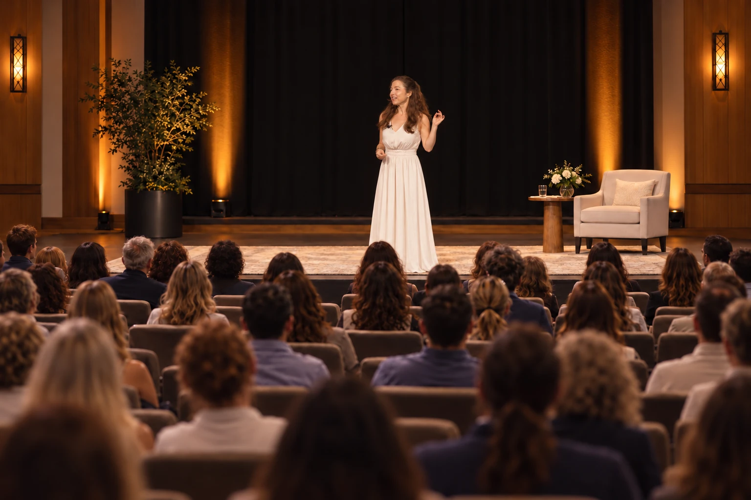 Ahna de Vena speaking to a seated audience